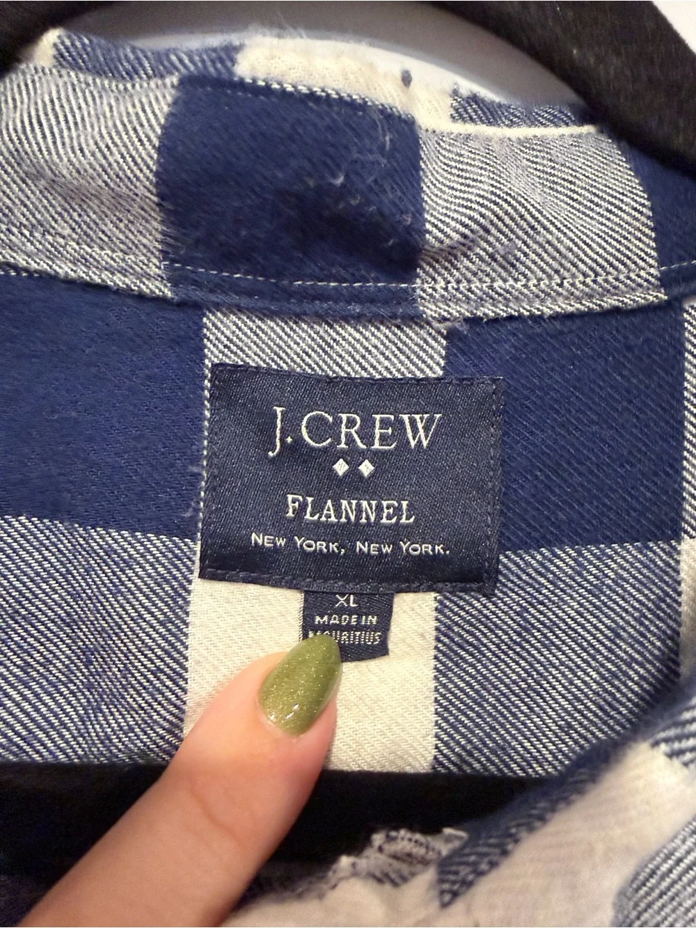 J. Crew Navy and White Buffalo Check Flannel Shirt - Men 100% cotton